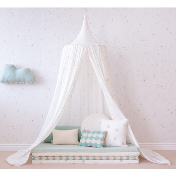 mood nobodinoz canopy amour gold stella white wallpaper aqua cushions marshmallow cloud matresses