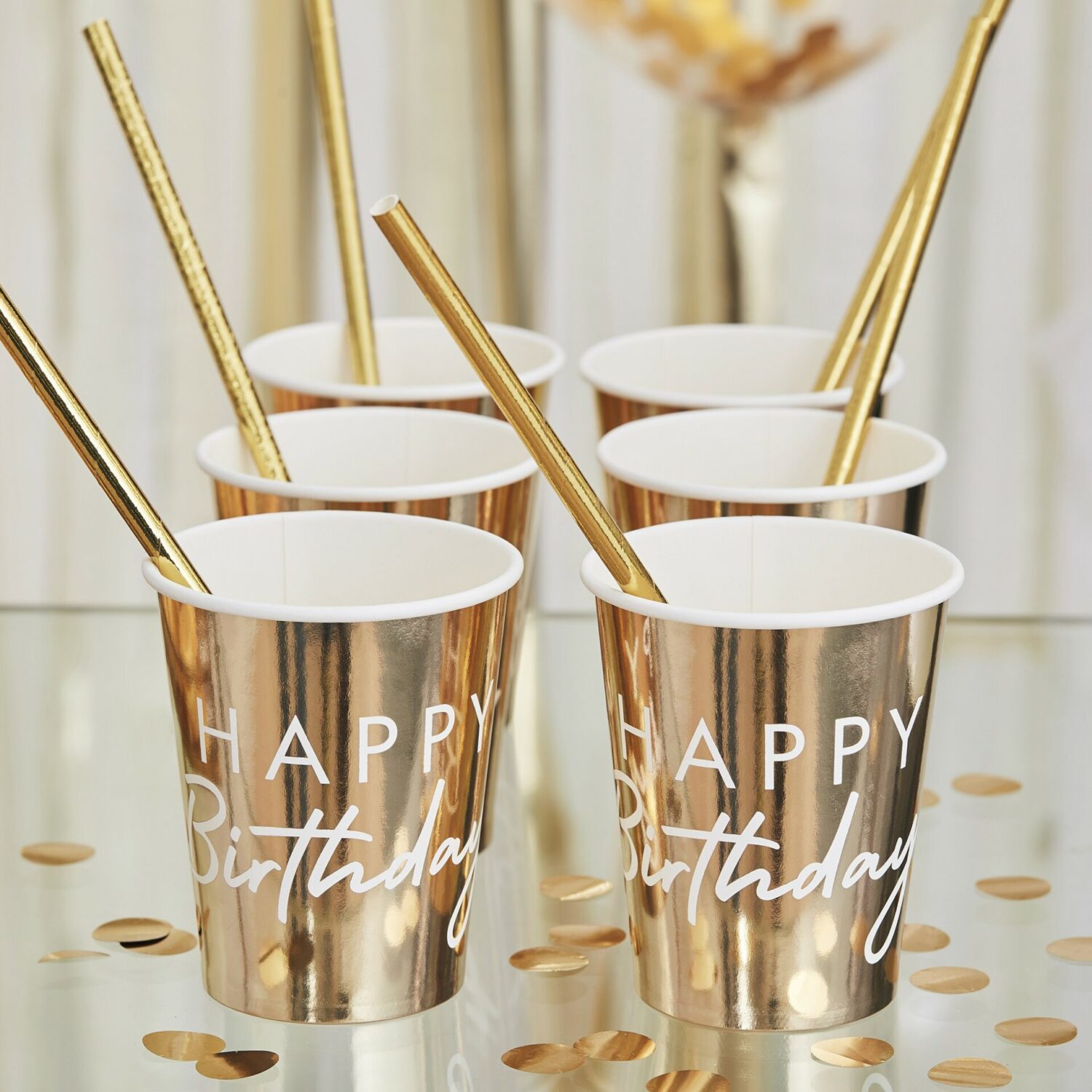 mix 245 gold happy birthday cup