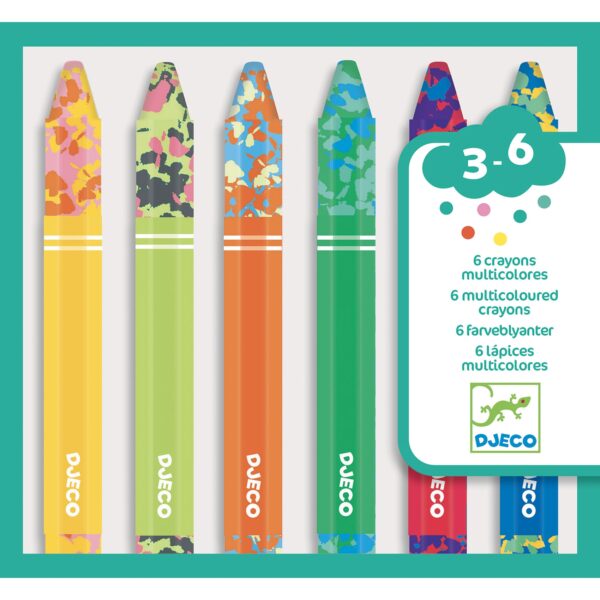 6 multicoloured flower crayons 1 djeco design by 9006 1622039270 0